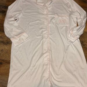 Rae Dunn Cream Bride embroidered sleep Shirt with Pink Accents size small new